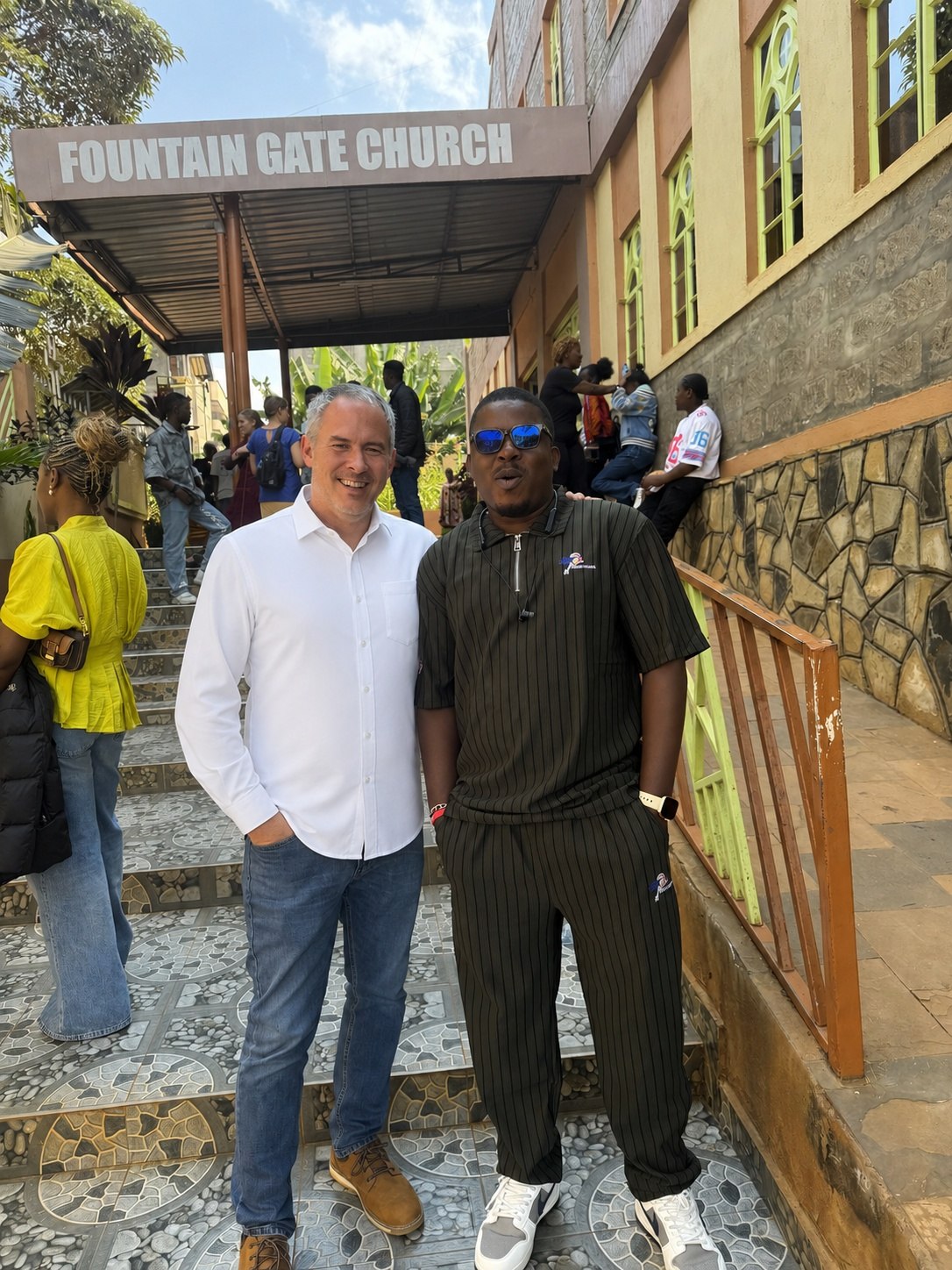 Jim Johnson, founder of Aweeba, with a friend at RDM's first conference in Kenya