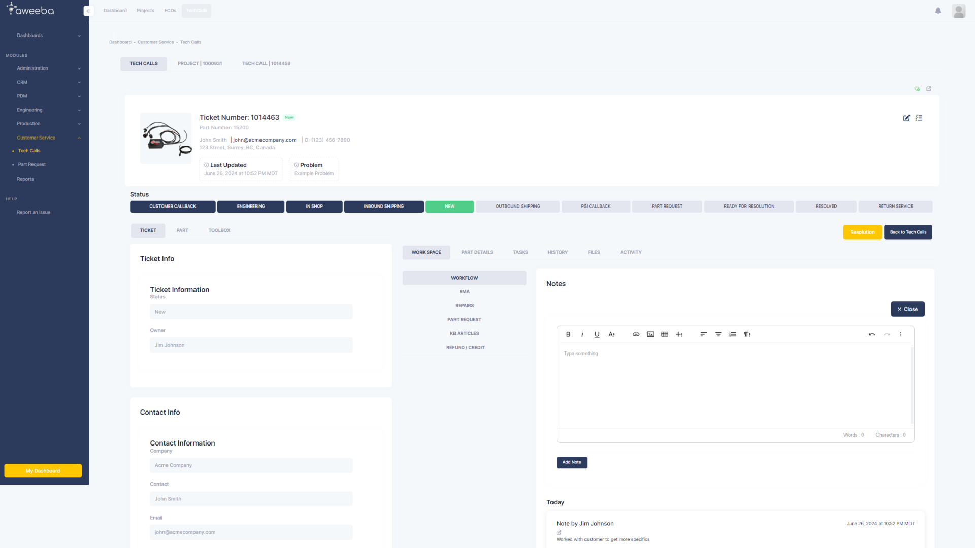 Aweeba Platform — program and record management screen